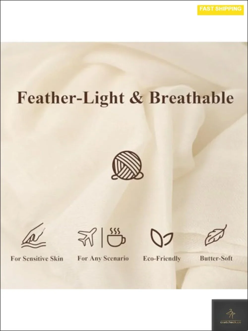 100% Cashmere Sheer Shawl Wrap - Extra Large 75x30 Featherlight Scarf